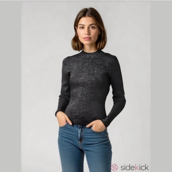 TED Baker Glitter Ribbed Silver Top - Picture 1 of 12